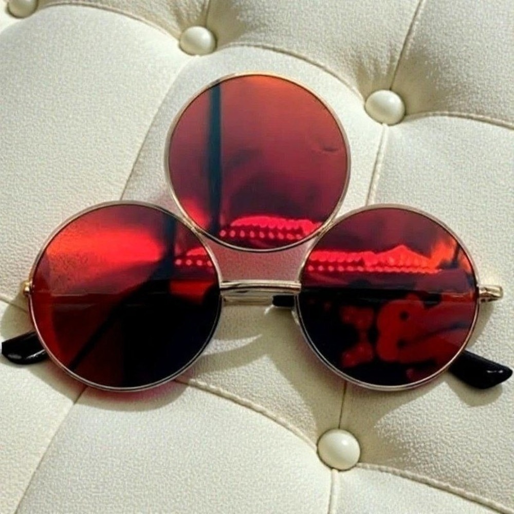 New Red Third Eye Round Sunglasses Trippy Rave Festival EDC Reflective Round